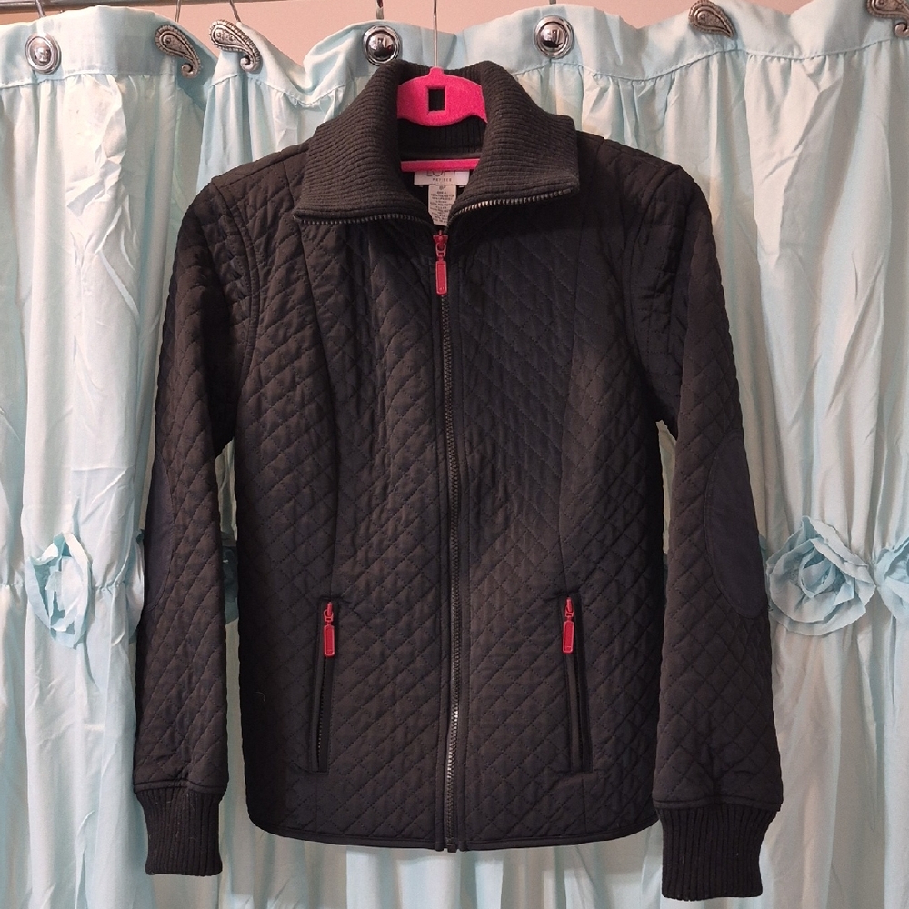 Ann Taylor Loft Black Quilted Zip Women's Jacket SZ 8